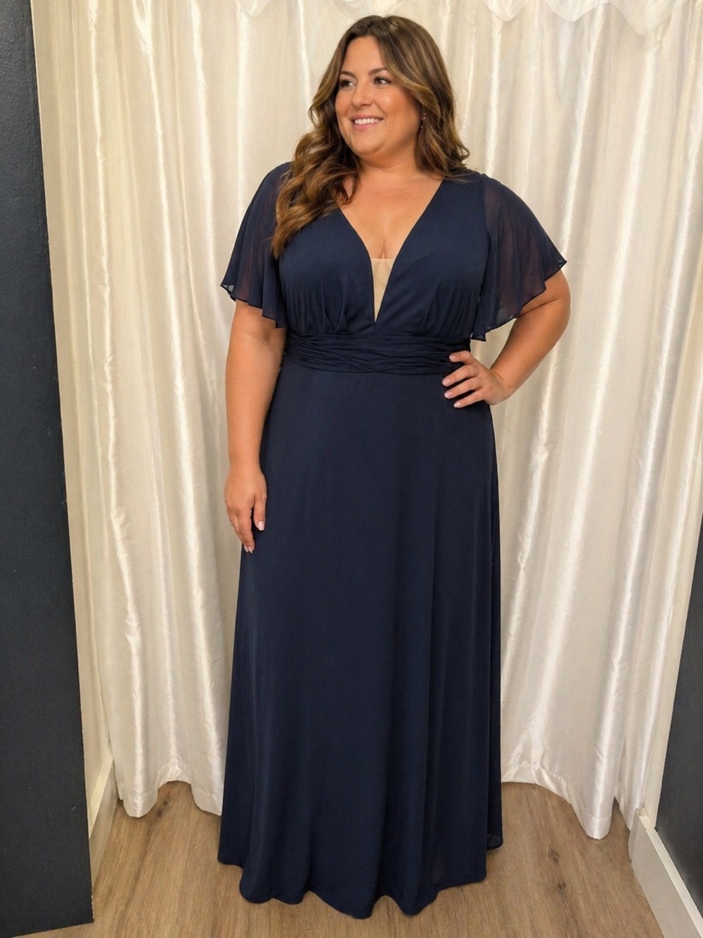 Navy Blue Floor Length Gown